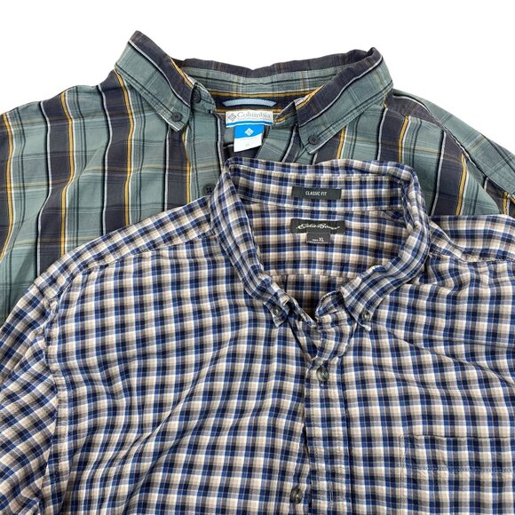 Columbia and Eddie Bauer Men's Shirts XL Plaid Button-Up Lot of 2 - Picture 1 of 9